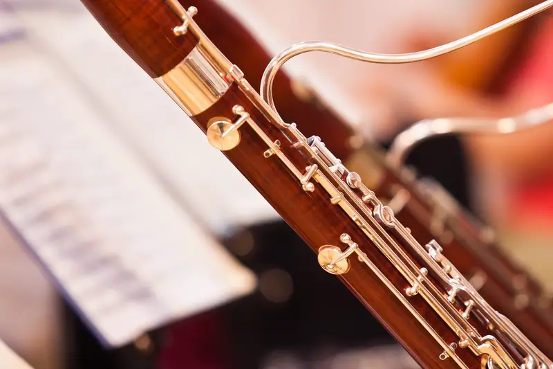 Closeup of bassoon in orchestra